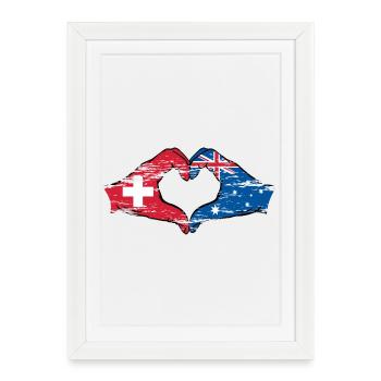 Suisse Australie drapeau coeur utilisé - Affiche encadrée (27 × 37 cm) - blanc - Devant