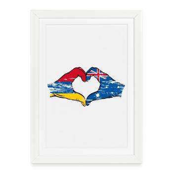 Arménie Australie Drapeau Mains Coeur Forme Utilisé - Affiche encadrée (27 × 37 cm) - blanc - Devant