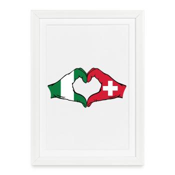 Nigeria Suisse Drapeau Mains Coeur Forme - Affiche encadrée (27 × 37 cm) - blanc - Devant