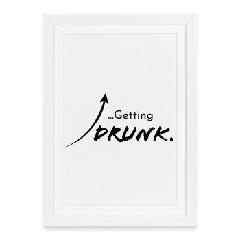 Getting drunk, version 1 - Framed poster (27 × 37 cm) - white - Front