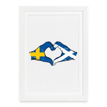 Suède Ecosse Mains Coeur Forme Utilisé - Affiche encadrée (27 × 37 cm) - blanc - Devant