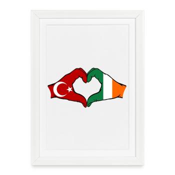 Turquie Irlande Mains Forme De Coeur - Affiche encadrée (27 × 37 cm) - blanc - Devant