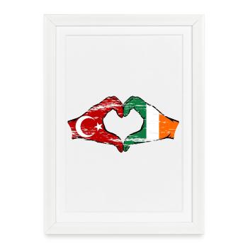 Turquie Irlande Mains Forme de Coeur Utilisé - Affiche encadrée (27 × 37 cm) - blanc - Devant