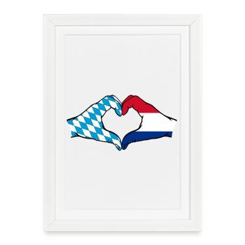 Bavière, Hollande, Drapeau, Aiguilles, Forme Coeur - Affiche encadrée (27 × 37 cm) - blanc - Devant