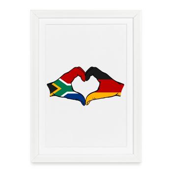 South Africa Germany Flag Hands Heart Shape - Framed poster (27 × 37 cm) - white - Front