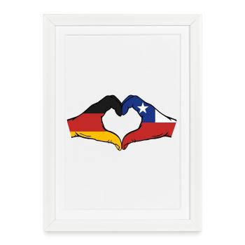 Germany Chile Flag Hands Heart Shape - Framed poster (27 × 37 cm) - white - Front