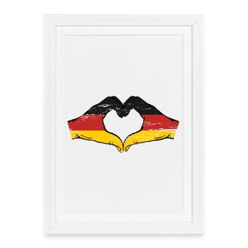 Germany Flag Hands Heart Shape Used - Framed poster (27 × 37 cm) - white - Front