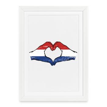 Drapeau de la Hollande mains en forme de coeur utilisé - Affiche encadrée (27 × 37 cm) - blanc - Devant
