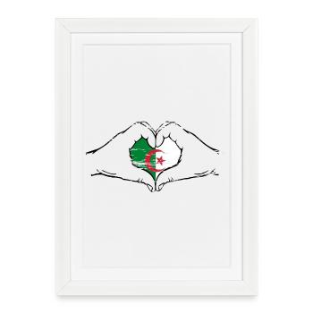 Algeria flag hands heart shape used - Framed poster (27 × 37 cm) - white - Front