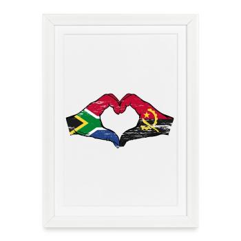 Afrique du Sud Angola drapeau mains forme de coeur utilisé - Affiche encadrée (27 × 37 cm) - blanc - Devant