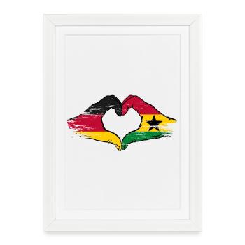 Allemagne Ghana Drapeau Mains Coeur Forme Utilisé - Affiche encadrée (27 × 37 cm) - blanc - Devant