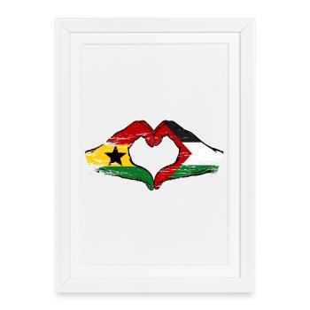 Ghana Palestine Drapeau Mains Coeur Forme Utilisé - Affiche encadrée (27 × 37 cm) - blanc - Devant