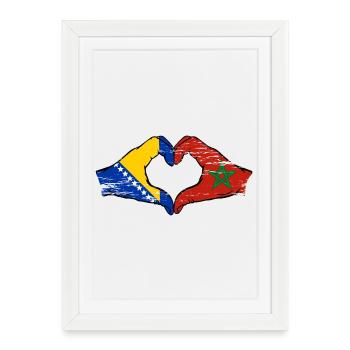 Bosnie Maroc drapeau mains forme de coeur utilisé - Affiche encadrée (27 × 37 cm) - blanc - Devant