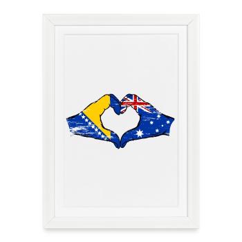 Bosnie Australie drapeau mains forme de coeur utilisé - Affiche encadrée (27 × 37 cm) - blanc - Devant