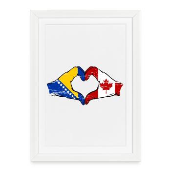 Bosnia Canada flag hands heart shape used - Framed poster (27 × 37 cm) - white - Front