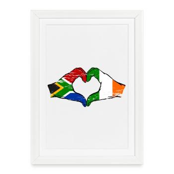 Afrique du Sud Drapeau Irlande mains forme de cœur utilisé - Affiche encadrée (27 × 37 cm) - blanc - Devant