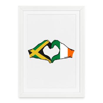 Jamaïque Irlande Mains Forme De Coeur - Affiche encadrée (27 × 37 cm) - blanc - Devant