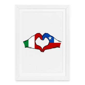 Italie Chili Drapeau Mains Coeur Forme - Affiche encadrée (27 × 37 cm) - blanc - Devant