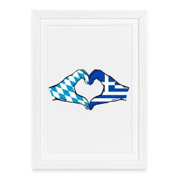 Bavière, Grèce, Drapeau, Aiguilles, Coeur - Affiche encadrée (27 × 37 cm) - blanc - Devant