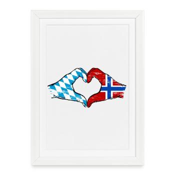 Bavière, Norvège, drapeau, aiguilles, forme de coeur utilisé - Affiche encadrée (27 × 37 cm) - blanc - Devant