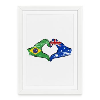 Brésil Australie Mains Forme de Coeur Utilisé - Affiche encadrée (27 × 37 cm) - blanc - Devant
