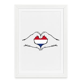 Drapeau de la Hollande Coeur - Affiche encadrée (27 × 37 cm) - blanc - Devant