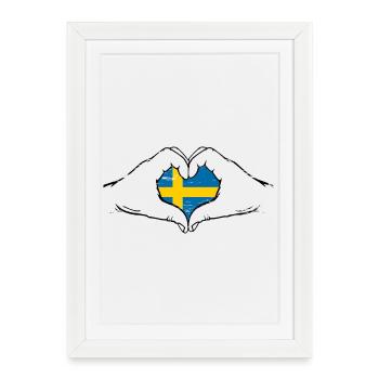 Drapeau de la Suède coeur utilisé - Affiche encadrée (27 × 37 cm) - blanc - Devant