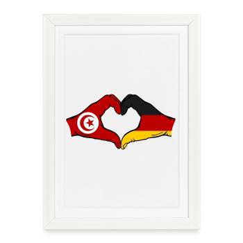 Tunisia Germany Flag Hands Heart Shape - Framed poster (27 × 37 cm) - white - Front