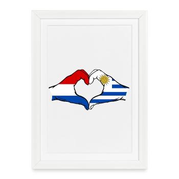 Holland Uruguay Flag Hands Heart Shape - Framed poster (27 × 37 cm) - white - Front