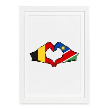 Belgique Namibie drapeau mains coeur forme - Affiche encadrée (27 × 37 cm) - blanc - Devant