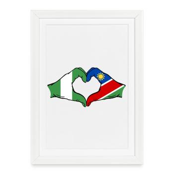 Nigeria Namibia Flag Hands Heart Shape - Framed poster (27 × 37 cm) - white - Front