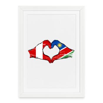 Pérou Namibie drapeau coeur utilisé - Affiche encadrée (27 × 37 cm) - blanc - Devant