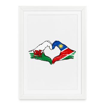 Wales Namibia Flag Hands Heart Shape used - Framed poster (27 × 37 cm) - white - Front