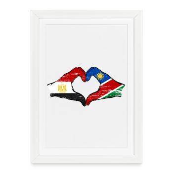 Drapeau de l’Égypte Namibie Mains Forme de cœur utilisée - Affiche encadrée (27 × 37 cm) - blanc - Devant