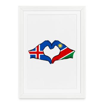 Island_Namibia_Flagge_Hände_Herzform - Affiche encadrée (27 × 37 cm) - blanc - Devant
