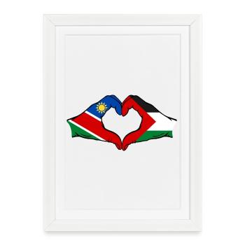 Namibia Palestine Flag Hands Heart Shape - Framed poster (27 × 37 cm) - white - Front