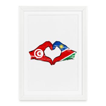 Tunisia Namibia Flag Hands Heart Shape Used - Framed poster (27 × 37 cm) - white - Front