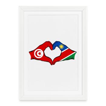 Drapeau Tunisie Namibie Mains Forme de cœur Utilisé - Affiche encadrée (27 × 37 cm) - blanc - Devant
