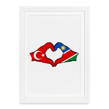 Türkiye Namibia flag hands heart shape - Framed poster (27 × 37 cm) - white - Front
