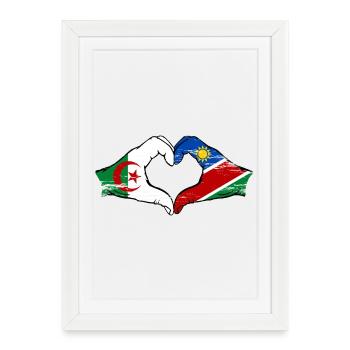 Drapeau de l'Algérie et de la Namibie, forme de cœur, utilisé - Affiche encadrée (27 × 37 cm) - blanc - Devant