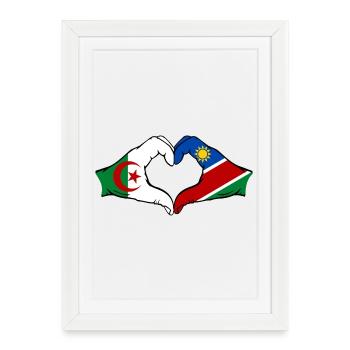 Drapeau de l'Algérie et de la Namibie, mains en forme de cœur - Affiche encadrée (27 × 37 cm) - blanc - Devant