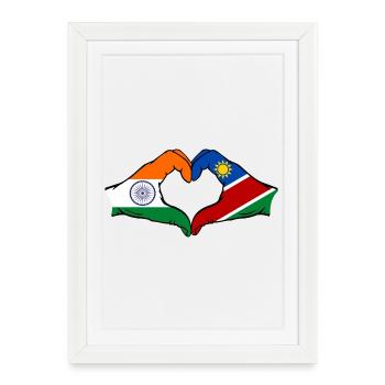 Drapeau de l'Inde et de la Namibie en forme de cœur - Affiche encadrée (27 × 37 cm) - blanc - Devant
