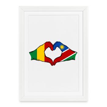 Drapeau du Mali Nairobi Mains Cœur - Affiche encadrée (27 × 37 cm) - blanc - Devant