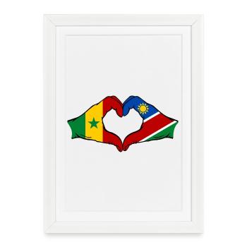 Senegal Namibia Flag Hands Heart Shape - Framed poster (27 × 37 cm) - white - Front