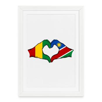 Guiena Namibie drapeau mains forme coeur - Affiche encadrée (27 × 37 cm) - blanc - Devant