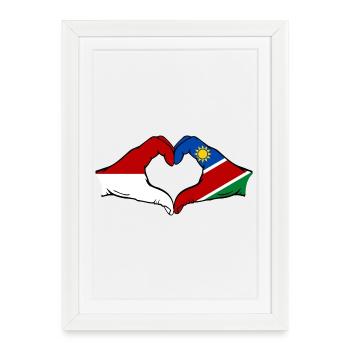 Indonesien_Namibia_Flagge_Haende_Herzform - Affiche encadrée (27 × 37 cm) - blanc - Devant