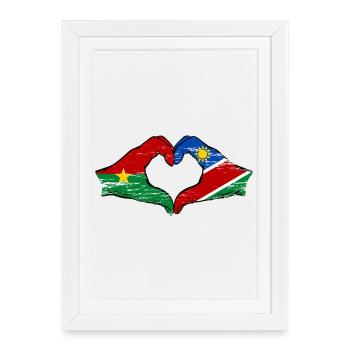 Burkina Faso Namibie drapeau mains forme de coeur utilisé - Affiche encadrée (27 × 37 cm) - blanc - Devant