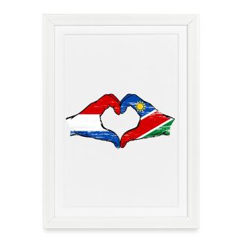 Holland Namibia flag hands heart shape - Framed poster (27 × 37 cm) - white - Front
