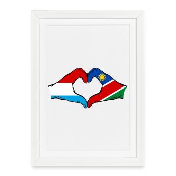 Luxembourg Namibia flag hands heart shape - Framed poster (27 × 37 cm) - white - Front