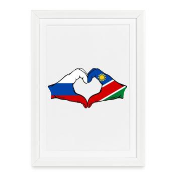 Drapeau de la Russie et de la Namibie en forme de cœur - Affiche encadrée (27 × 37 cm) - blanc - Devant
